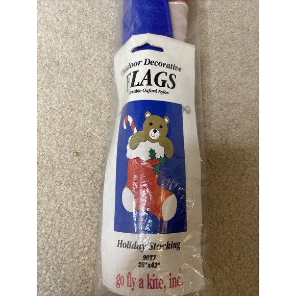 Decorative House Flag Christmas Stocking Teddy Bear - Picture 2 of 2